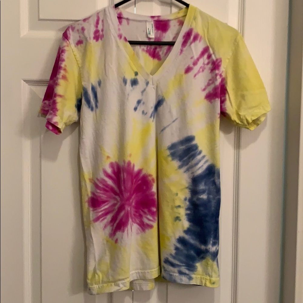 American Apparel Hand Tie-Dyed V-Neck T-Shirt